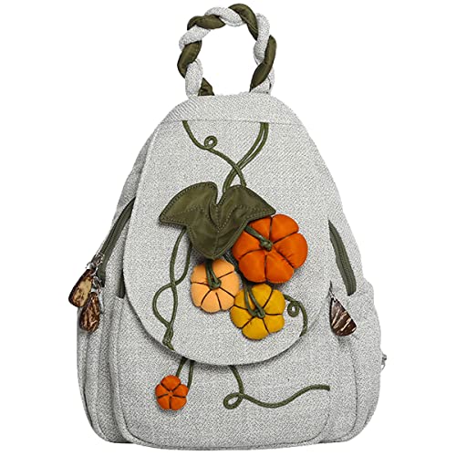 Karoukee Einzigartiger Handgefertigter Damen Mode Rucksack, Eleganter Leichter Damen Reiserucksack aus Baumwolle und Leinen, Wandelbare Mehrzweck Freizeit Sling Rucksäcke mit Großem Fassungsvermögen von Karoukee