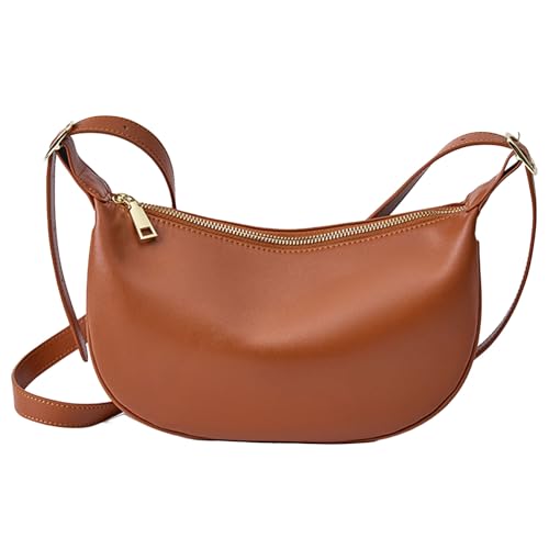 Karoukee Elegante Kleine Schultertasche für Frauen, Einfache Umhängetasche aus Feinem Leder, Stylische Damen Handtasche mit Verstellbarem Leder Riemen von Karoukee