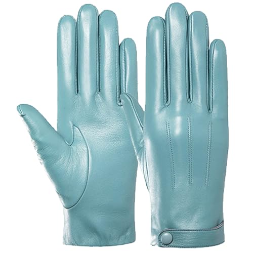 Karoukee Kaltes Wetter Leder Handschuhe für Frauen, Schafsleder Handschuhe mit Kunst Fleece-Futter, Damen Winter Touchscreen Handschuhe von Karoukee