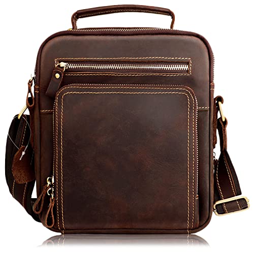 Karoukee Klassische Herren Umhängetasche aus Top Echt Leder, Hochwertiger Kleine Handy Schultertasche Messenger-Tasche mit Mehreren Reißverschlussfächer für Arbeit, Business, Reisen, Freizeit Karoukee Klassische Herren Umhängetasche aus Top Echt Leder, Hochwertiger Kleine Handy Schultertasche Messenger-Tasche mit Mehreren Reißverschlussfächer für Arbeit, Business, Reisen, Freizeit von Karoukee