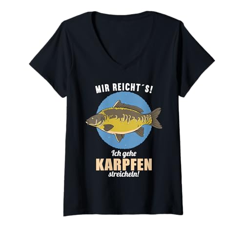 Damen Karpfen T-Shirt mit V-Ausschnitt Damen Karpfen T-Shirt mit V-Ausschnitt von Karpfen Tier Shop