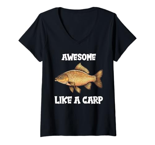 Damen Karpfen T-Shirt mit V-Ausschnitt Damen Karpfen T-Shirt mit V-Ausschnitt von Karpfen Tier Shop