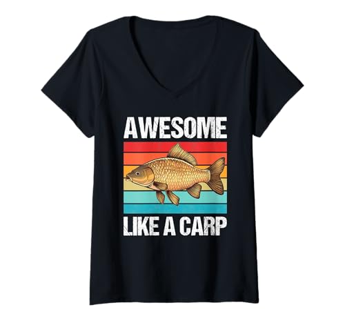 Damen Karpfen T-Shirt mit V-Ausschnitt Damen Karpfen T-Shirt mit V-Ausschnitt von Karpfen Tier Shop