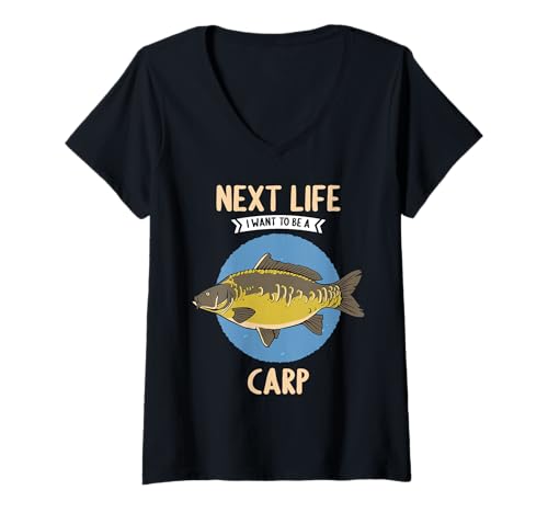 Damen Karpfen T-Shirt mit V-Ausschnitt Damen Karpfen T-Shirt mit V-Ausschnitt von Karpfen Tier Shop