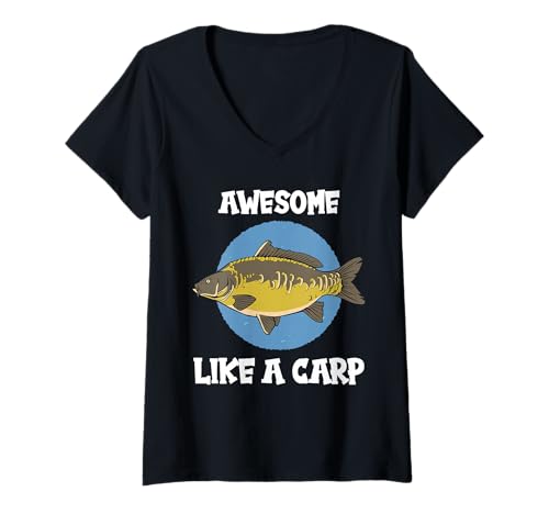 Damen Karpfen T-Shirt mit V-Ausschnitt Damen Karpfen T-Shirt mit V-Ausschnitt von Karpfen Tier Shop