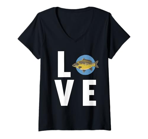 Damen Karpfen T-Shirt mit V-Ausschnitt Damen Karpfen T-Shirt mit V-Ausschnitt von Karpfen Tier Shop