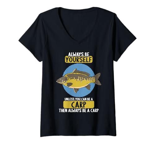 Damen Karpfen T-Shirt mit V-Ausschnitt Damen Karpfen T-Shirt mit V-Ausschnitt von Karpfen Tier Shop