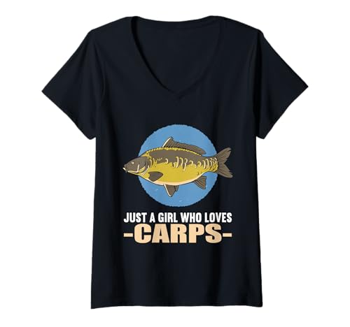 Damen Karpfen T-Shirt mit V-Ausschnitt Damen Karpfen T-Shirt mit V-Ausschnitt von Karpfen Tier Shop