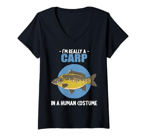 Damen Karpfen T-Shirt mit V-Ausschnitt Damen Karpfen T-Shirt mit V-Ausschnitt von Karpfen Tier Shop