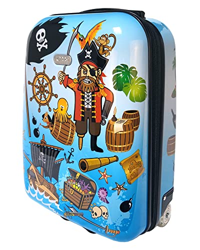 KARRY Kinder Kinderkoffer Koffer Reisekoffer Trolley Hartschalen Handgepäck Jungs LED Skater Rollen Pirates Piraten 819 von KARRY