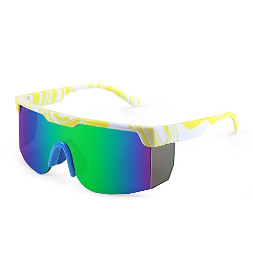 Karsaer 80er 90er Jahre Retro Semi Rimless Sonnenbrillen Neon Visier Shades Regenbogen Sonnenbrillen für Männer Frauen von Karsaer