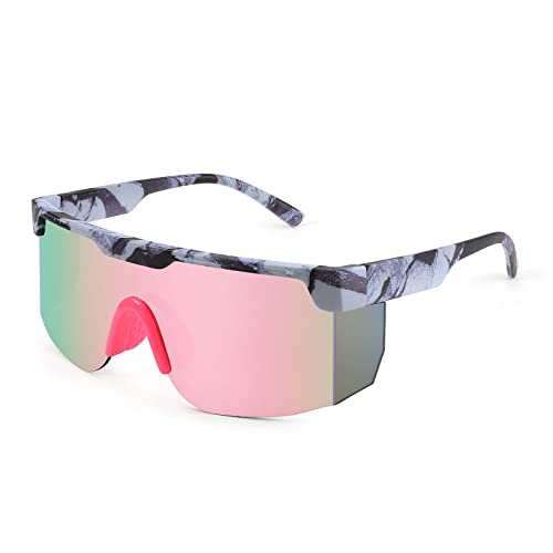 Karsaer 80er 90er Jahre Retro Semi Rimless Sonnenbrillen Neon Visier Shades Regenbogen Sonnenbrillen für Männer Frauen von Karsaer