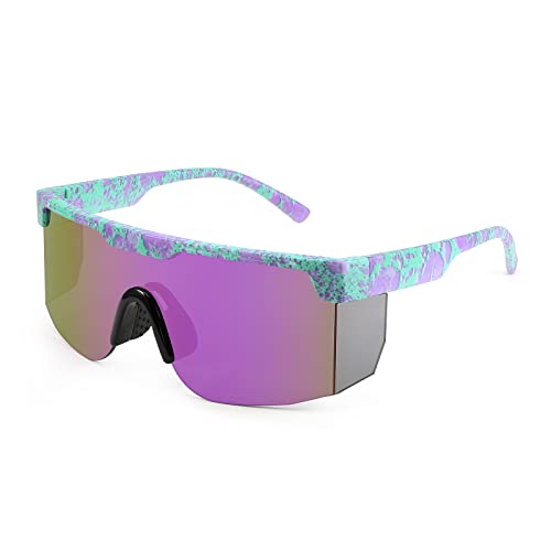 Karsaer 80er 90er Jahre Retro Semi Rimless Sonnenbrillen Neon Visier Shades Regenbogen Sonnenbrillen für Männer Frauen von Karsaer