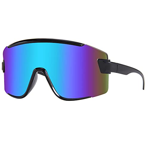 Karsaer Big Shield Wrap Around Sonnenbrille Rave für Männer Frauen Neon Sonnenblende Gläser Radfahren Ski Shades 80er Jahre von Karsaer