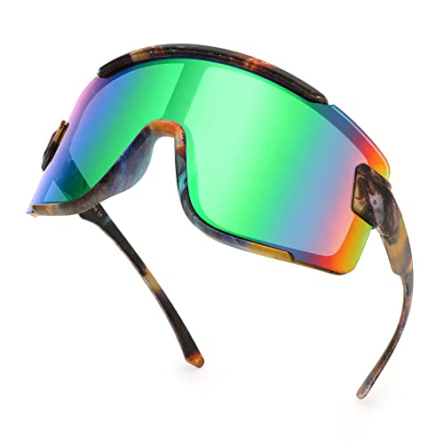 Karsaer Big Shield Wrap Around Sonnenbrille Rave für Männer Frauen Neon Sonnenblende Gläser Radfahren Ski Shades 80er Jahre von Karsaer