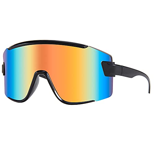 Karsaer Big Shield Wrap Around Sonnenbrille Rave für Männer Frauen Neon Sonnenblende Gläser Radfahren Ski Shades 80er Jahre von Karsaer