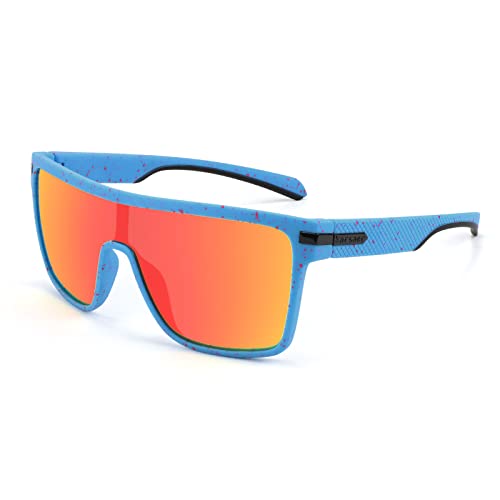 Karsaer Flat Top TR90 Polarisierte Sport Männer Damen Sonnenbrille Vintage Square Radfahren Laufen Angeln Golf Wandern Sportbrille von Karsaer