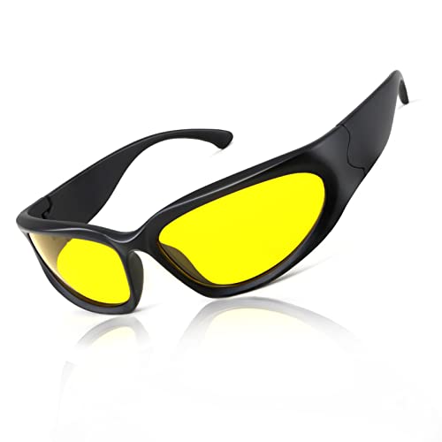 Karsaer Wrap Around Sonnenbrille Damen und Herren Polarisiert Sportbrille Trendige Verspiegeltem Schnelle Brille für Fahren von Karsaer