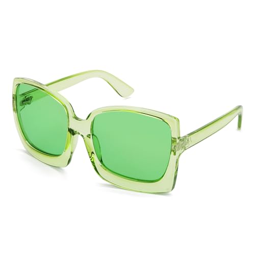 Karsaer Klassische Retro Quadratische Groß Sonnenbrille UV400 Damen, Vintage Rechteckige Übergroß Sonnenbrille K7075 von Karsaer