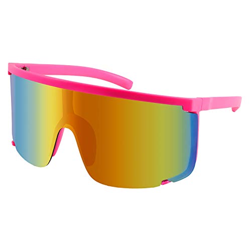 Karsaer Schild Sonnenbrille für Männer Frauen Oversized Neon 80er 90er Jahre Visier Schatten Sport Stil Outdoor Radfahren Ski von Karsaer