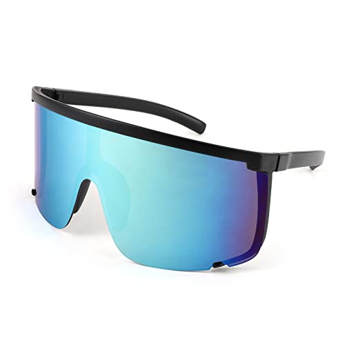 Karsaer Schild Sonnenbrille für Männer Frauen Oversized Neon 80er 90er Jahre Visier Schatten Sport Stil Outdoor Radfahren Ski von Karsaer