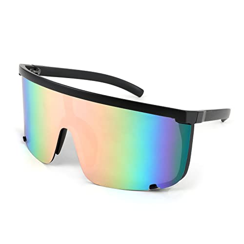 Karsaer Schild Sonnenbrille für Männer Frauen Oversized Neon 80er 90er Jahre Visier Schatten Sport Stil Outdoor Radfahren Ski von Karsaer