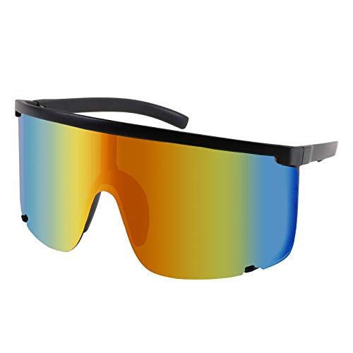 Karsaer Schild Sonnenbrille für Männer Frauen Oversized Neon 80er 90er Jahre Visier Schatten Sport Stil Outdoor Radfahren Ski von Karsaer