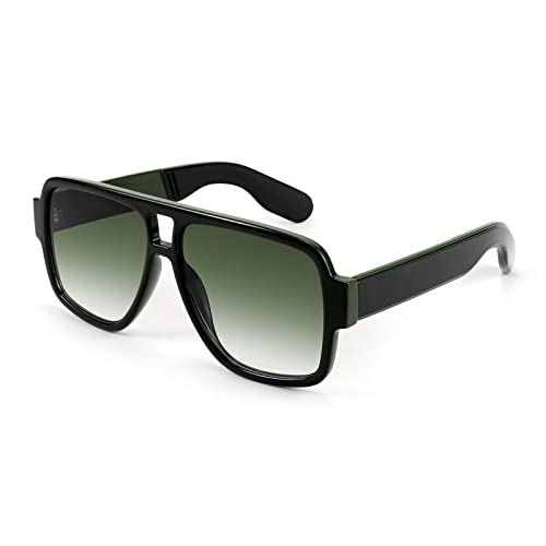 Karsaer Vintage 70er Jahre Stil Sonnenbrille für Männer Frauen Doppel Brücke Quadrat Dicke Retro Sonnenbrille K7123 von Karsaer