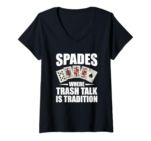 Damen Spades Kartenspiel Spielkarten Design Für Spieleabend T-Shirt mit V-Ausschnitt Damen Spades Kartenspiel Spielkarten Design Für Spieleabend T-Shirt mit V-Ausschnitt von Karten Turnier Design Für Spadesspieler