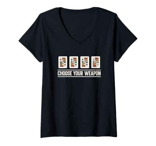 Damen Choose Your Weapon - Lustiges Euchre Spieler Kartenspiel T-Shirt mit V-Ausschnitt Damen Choose Your Weapon - Lustiges Euchre Spieler Kartenspiel T-Shirt mit V-Ausschnitt von Karten Turnier Design