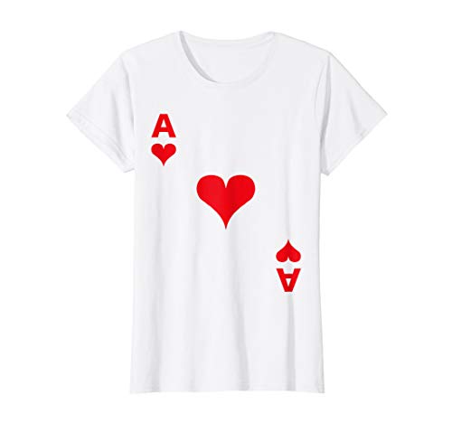Damen Spielkarte Herz Aß Ace Karte Kostüm Fasching Ass Gruppen T-Shirt Damen Spielkarte Herz Aß Ace Karte Kostüm Fasching Ass Gruppen T-Shirt von Kartenspiel-Outfit für Verkleidung & Karneval