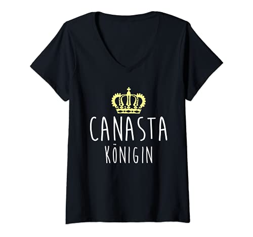 Damen Canasta Königin Kartenspiel Spielkarten T-Shirt mit V-Ausschnitt Damen Canasta Königin Kartenspiel Spielkarten T-Shirt mit V-Ausschnitt von Kartenspiele Motive