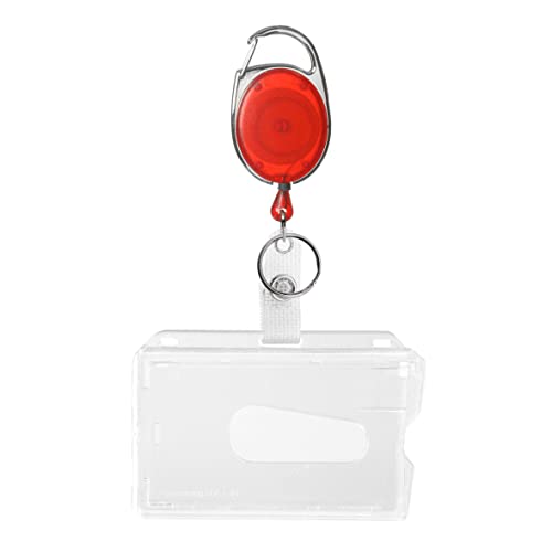 Karteo Ausweishülle und Ausweishalter JoJo rot [1 Stück] Kartenhalter horizontal mattiert im EC-Kartenformat mit Karabinerhaken JoJo von Karteo