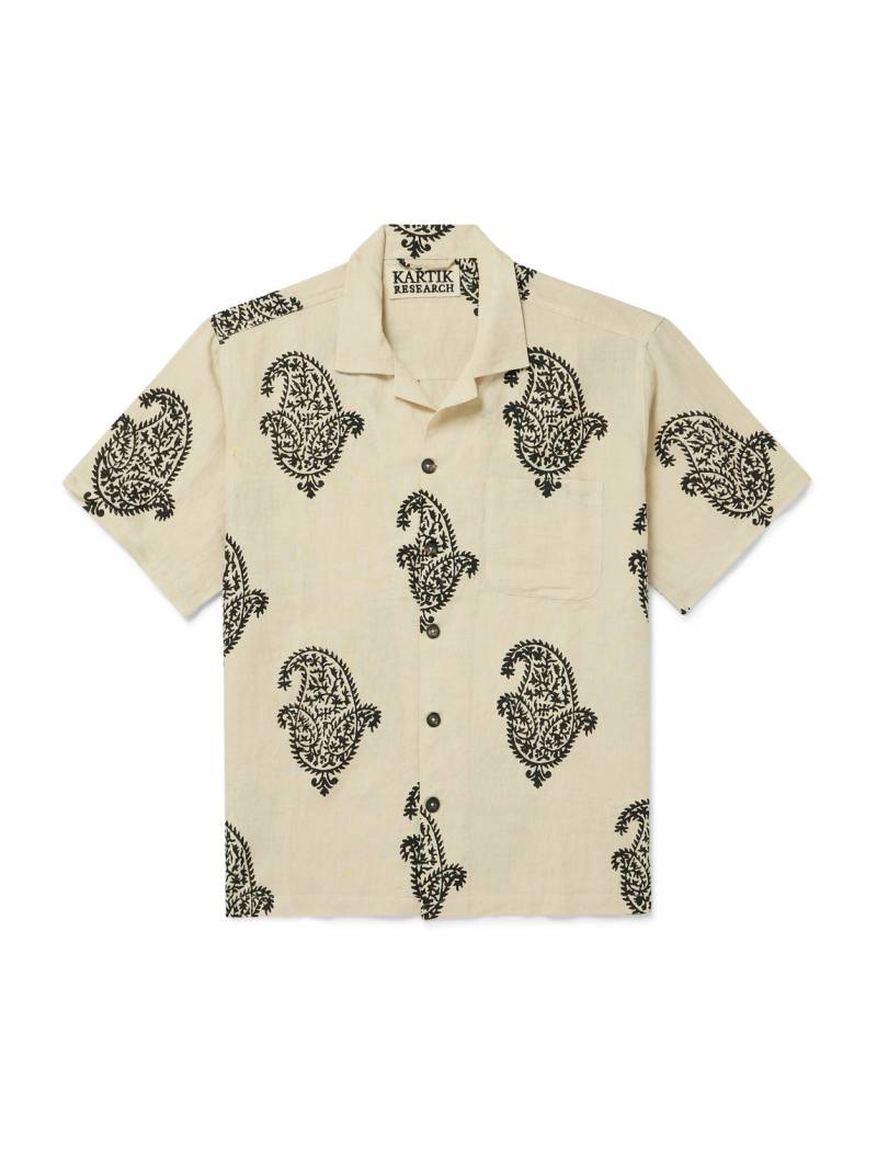 Kartik Research - Camp-Collar Paisley-Print Linen Shirt - Men - Neutrals - S von Kartik Research