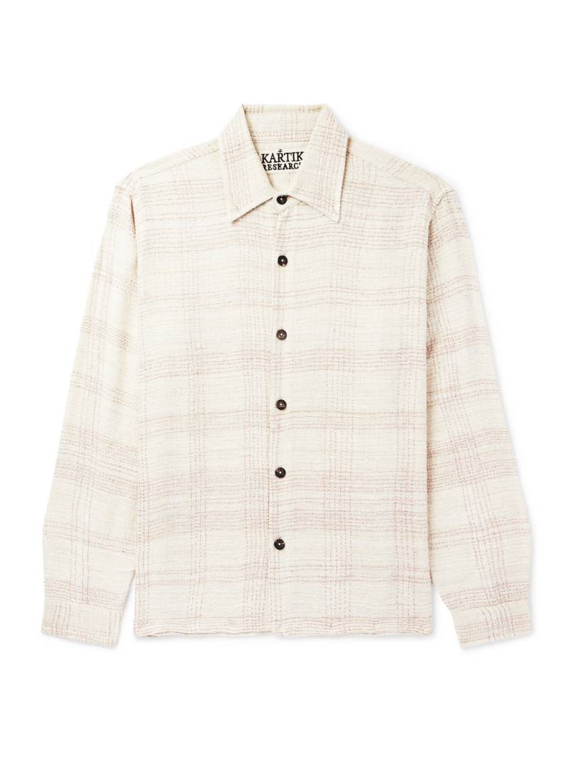 Kartik Research - Checked Kantha Silk-Gauze Overshirt - Men - Neutrals - S von Kartik Research