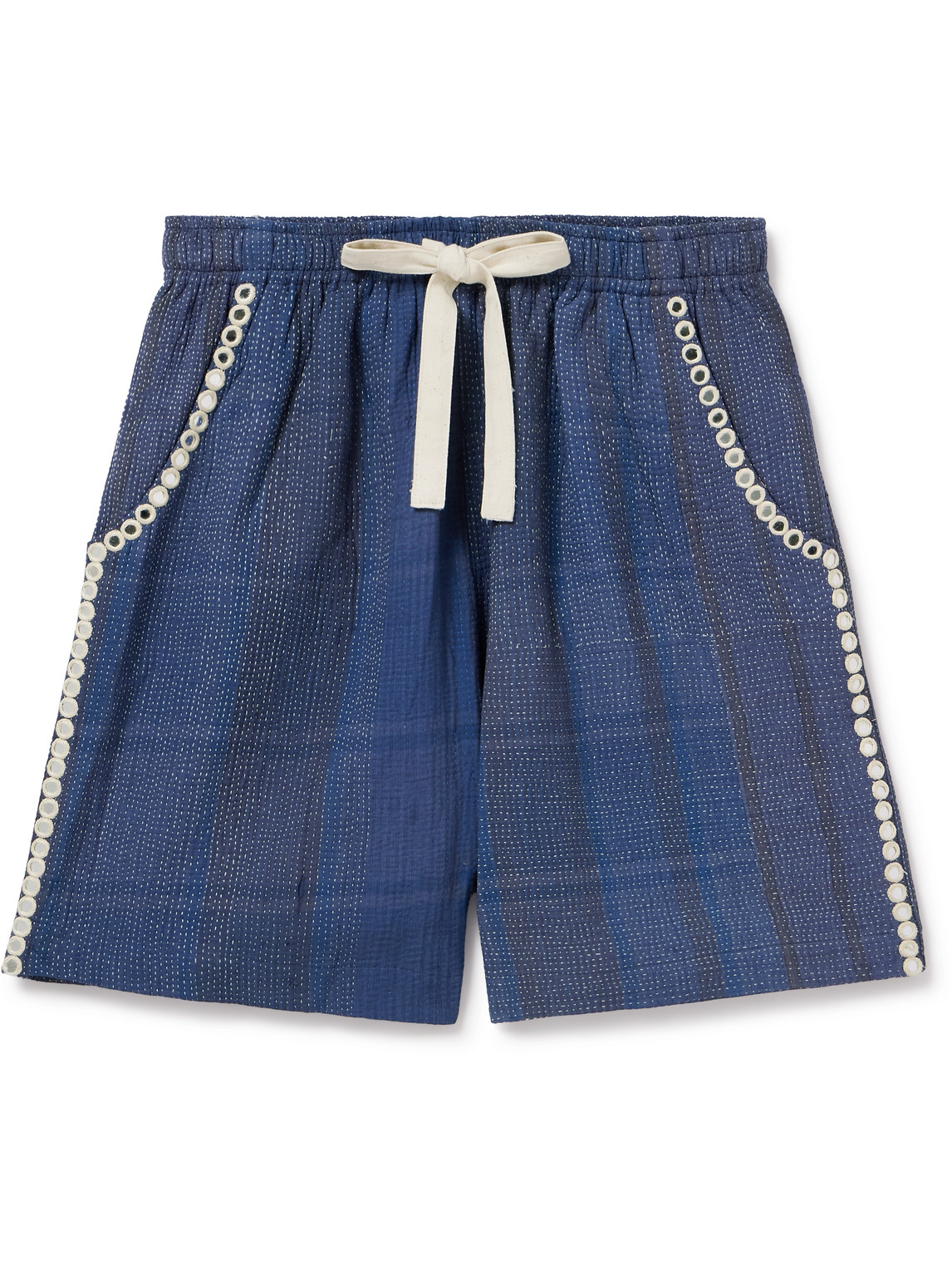 Kartik Research - Embellished Embroidered Cotton Drawstring Shorts - Men - Blue - UK/US 34 von Kartik Research