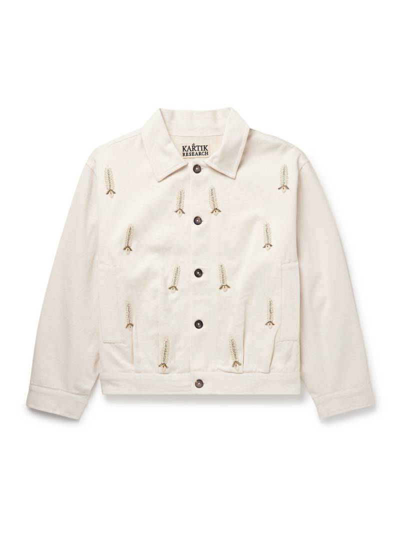 Kartik Research - Embellished Embroidered Cotton-Twill Jacket - Men - Neutrals - M von Kartik Research