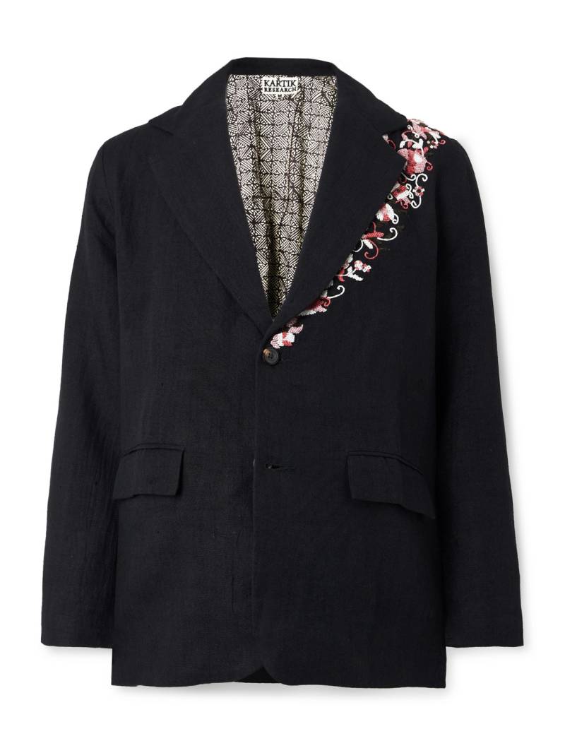 Kartik Research - Embellished Linen-Canvas Blazer - Men - Black - XXL von Kartik Research