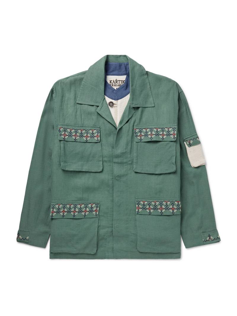 Kartik Research - Embroidered Cotton-Ripstop Jacket with Detachable Liner - Men - Green - L von Kartik Research