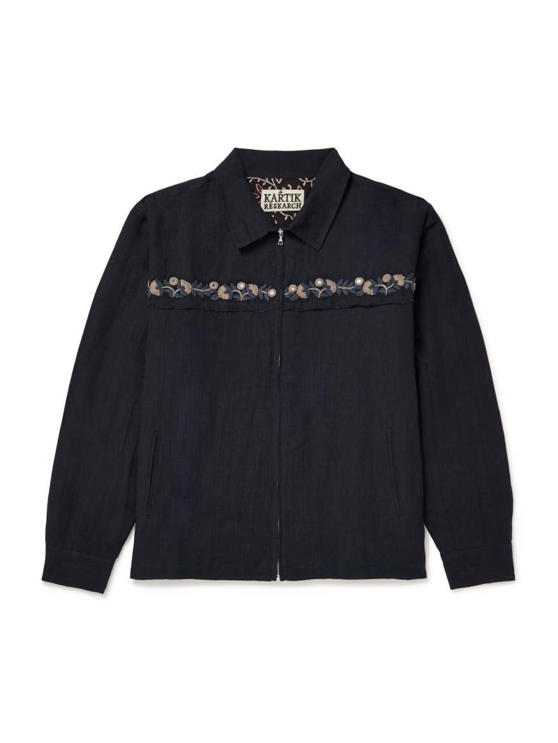 Kartik Research - Embroidered Embellished Cotton and Linen-Blend Jacket - Men - Black - M von Kartik Research