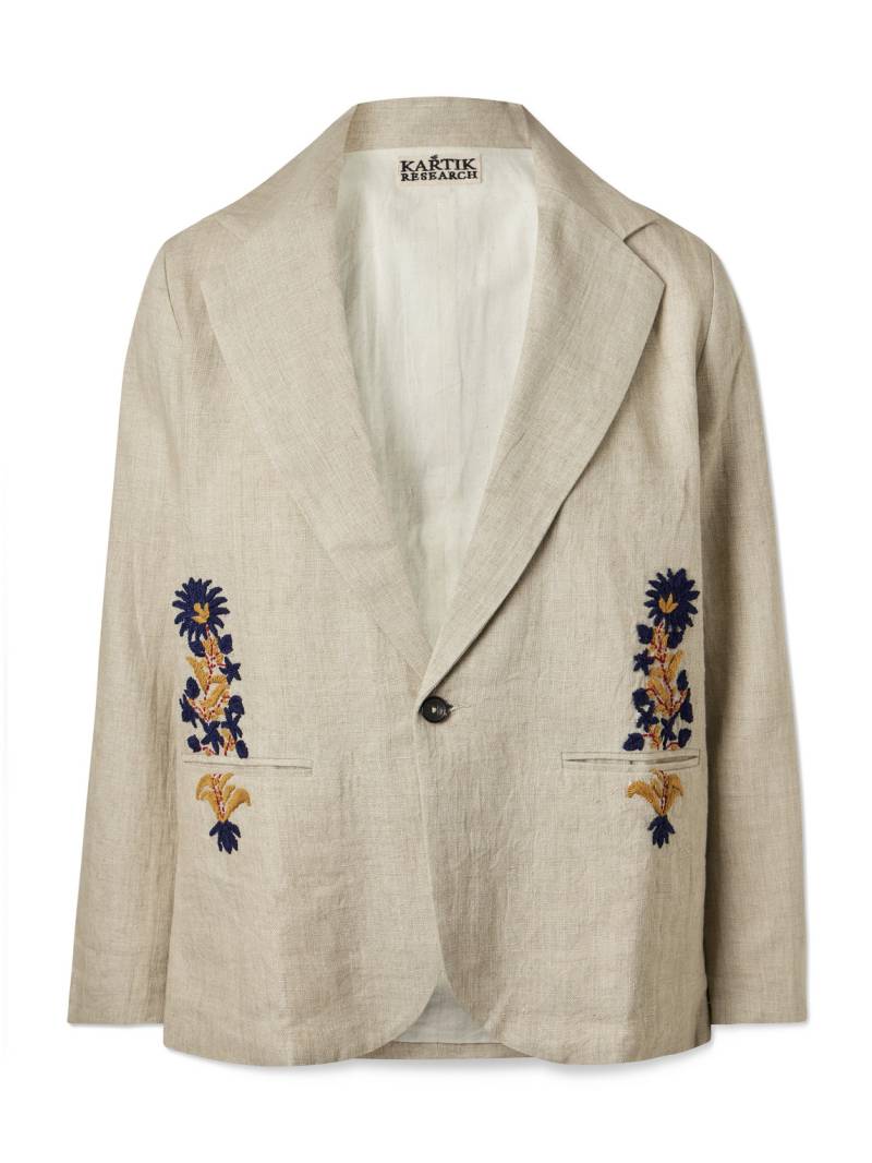 Kartik Research - Embroidered Linen Jacket - Men - Neutrals - L von Kartik Research