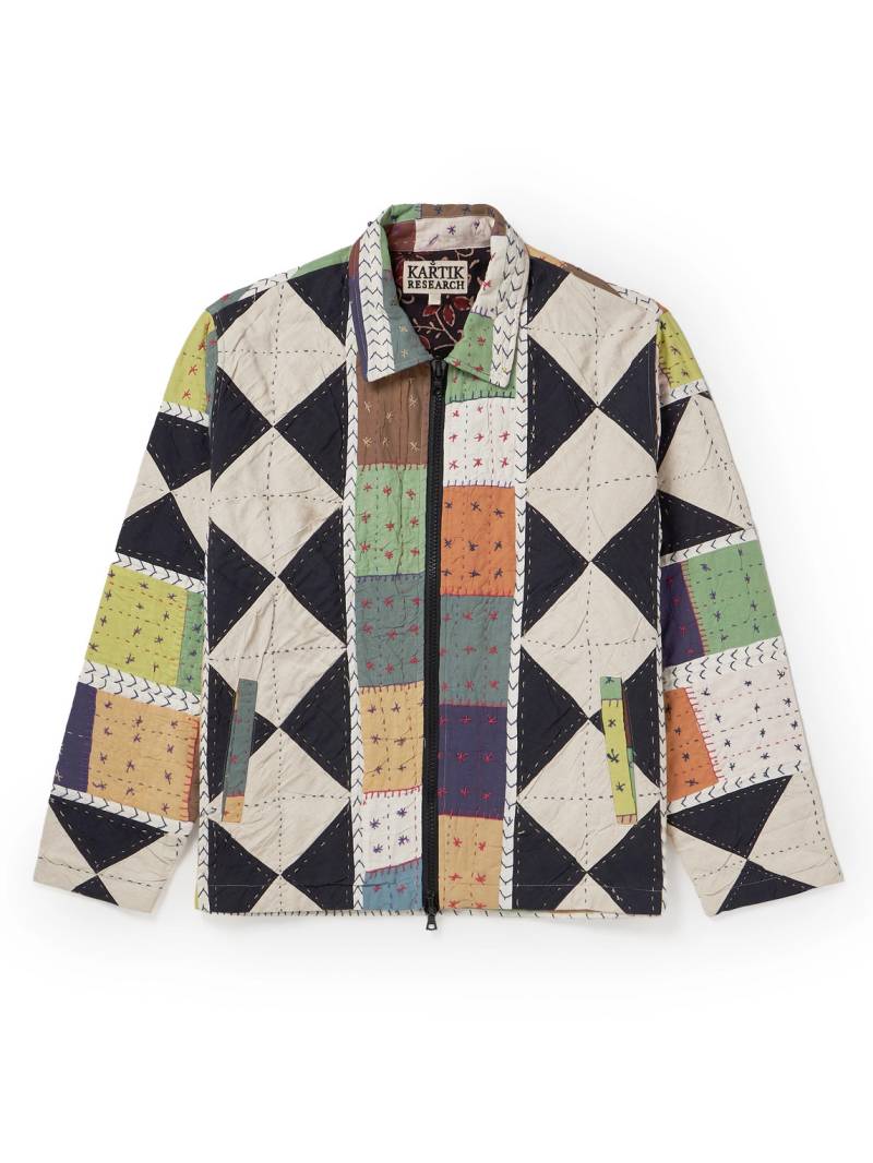 Kartik Research - Embroidered Quilted Patchwork Cotton Jacket - Men - Neutrals - L von Kartik Research