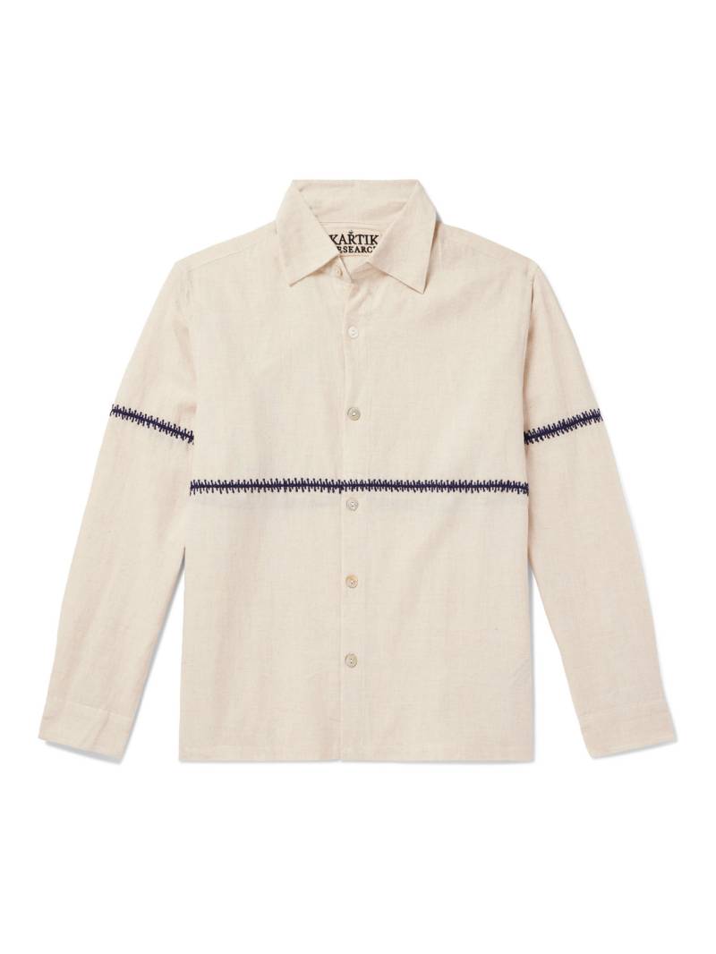 Kartik Research - Embroidered Ramie Shirt - Men - Neutrals - L von Kartik Research