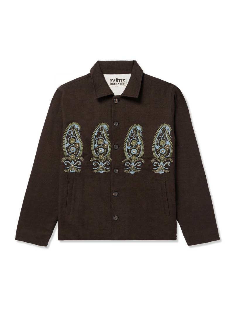 Kartik Research - Embroidered Wool-Twill Jacket - Men - Brown - M von Kartik Research