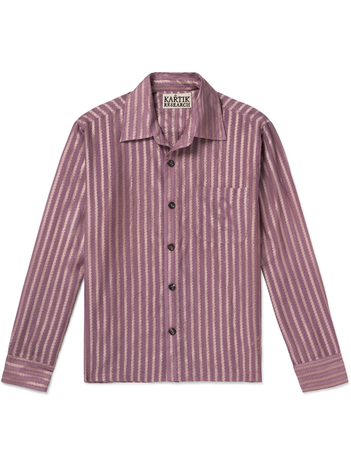 Kartik Research - Metallic Silk-Jacquard Shirt - Men - Purple - XL von Kartik Research