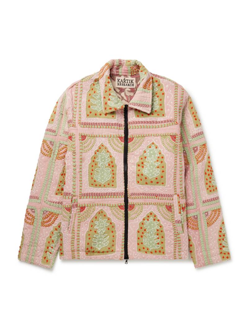 Kartik Research - Panelled Embroidered Cotton Jacket - Men - Pink - XL von Kartik Research