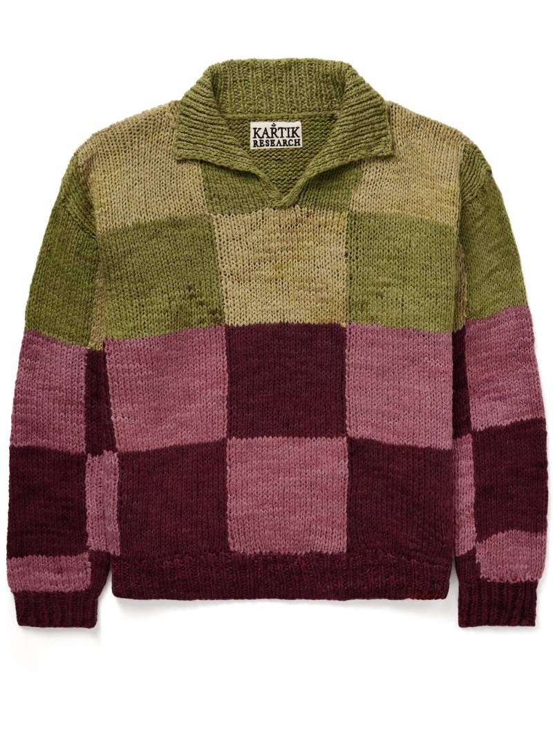 Kartik Research - Patchwork Checked Wool Sweater - Men - Green - L von Kartik Research