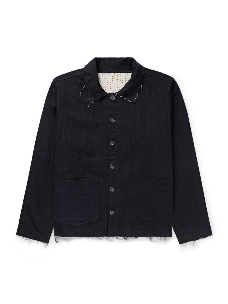 Kartik Research - Reversible Frayed Embroidered Cotton-Voile Jacket - Men - Black - L von Kartik Research