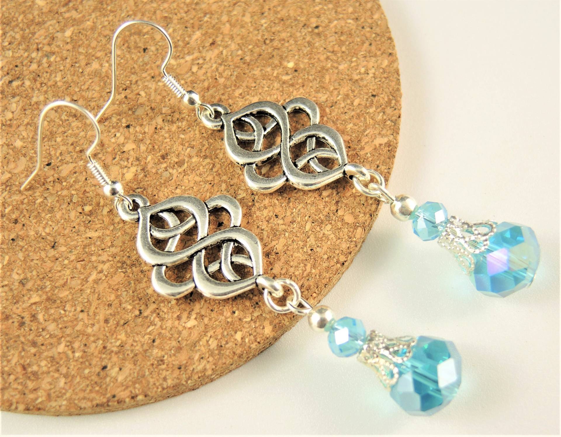 Blau, Tropfen Ohrringe, Glas, Antik Silber, Mode, Statement, Baumeln Versilberte Haken # 697 von KartikaEarrings