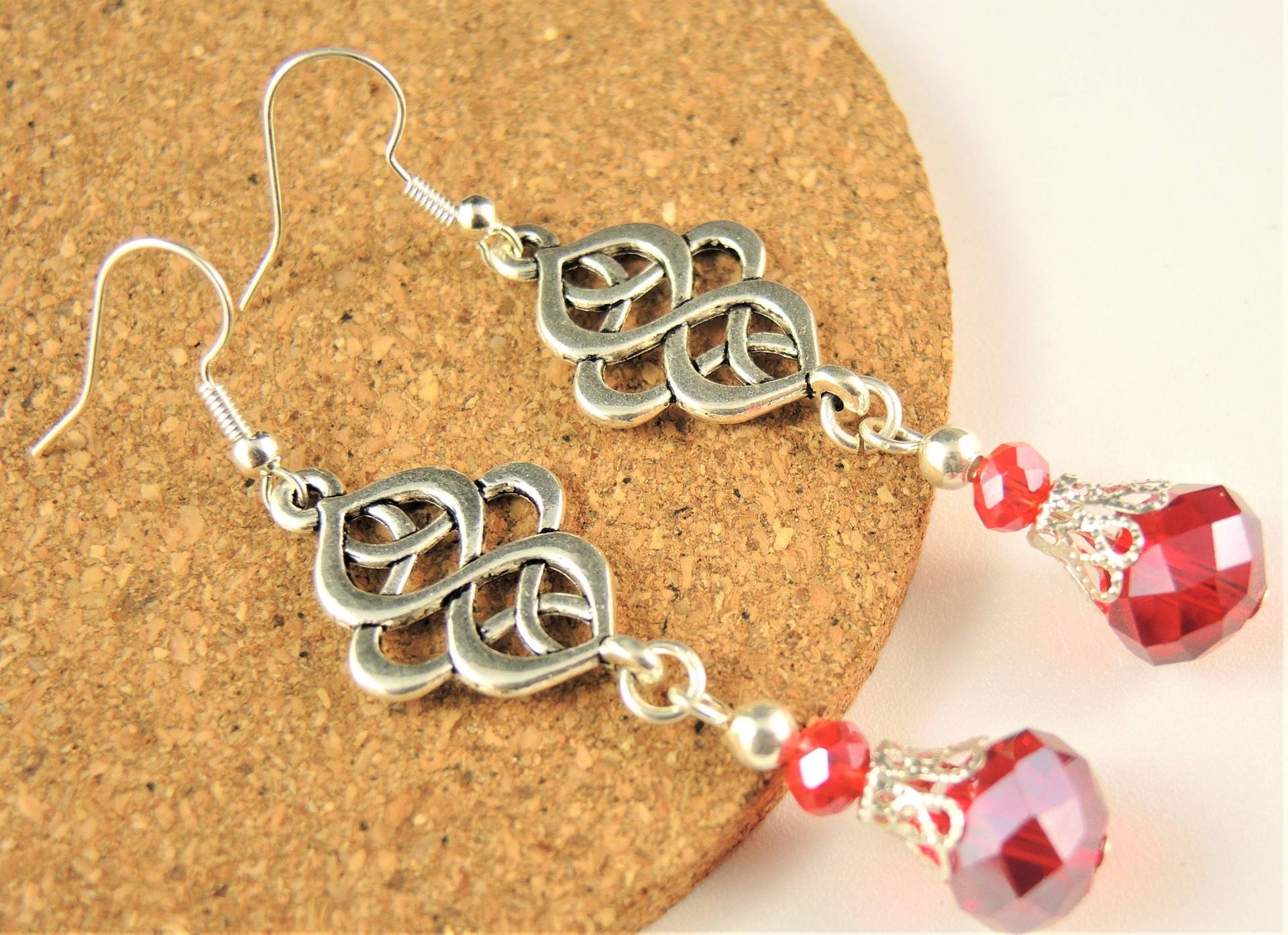 Dunkelrot, Tropfen Ohrringe, Glas, Antik Silber, Mode, Statement, Baumeln Versilberte Haken # 696 von KartikaEarrings